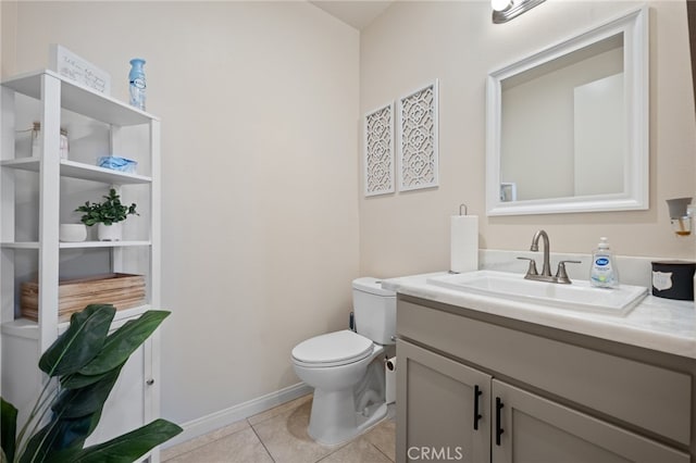 bathroom featuring vanity, toilet, and tile patterned floors