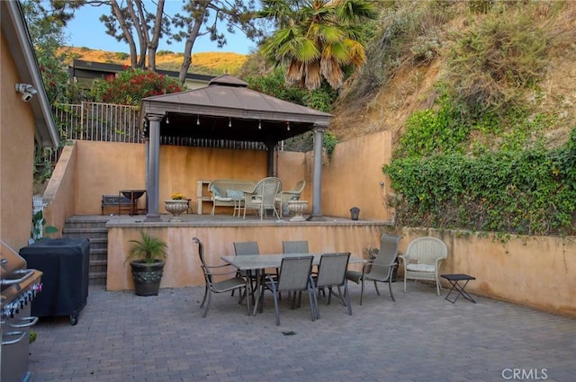 view of patio / terrace featuring a gazebo