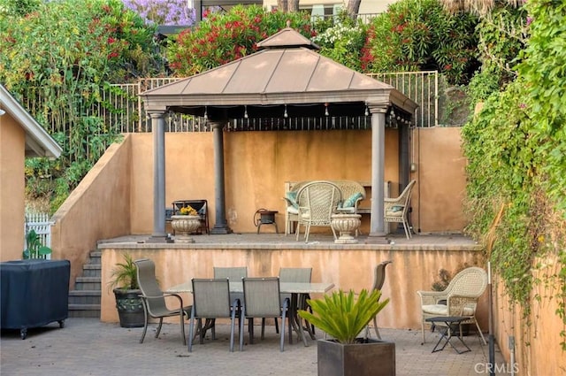 view of patio / terrace with a gazebo