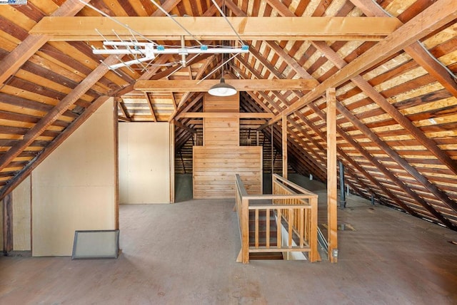 view of unfinished attic