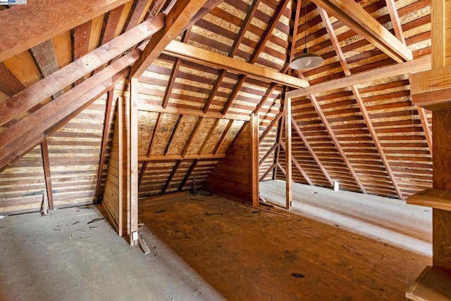 view of unfinished attic