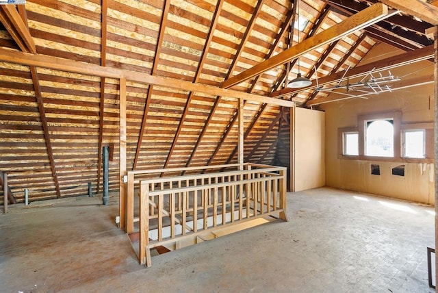 view of unfinished attic