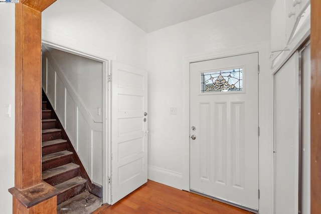 foyer with light wood-type flooring