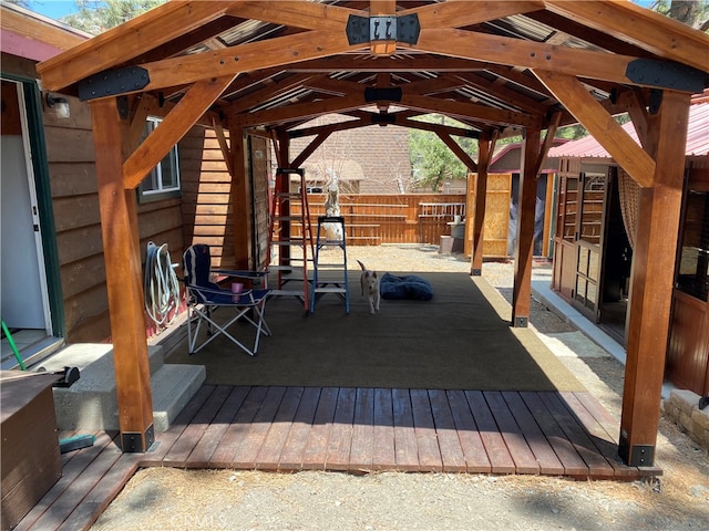 wooden deck with a gazebo