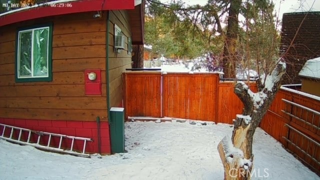 view of snow covered exterior