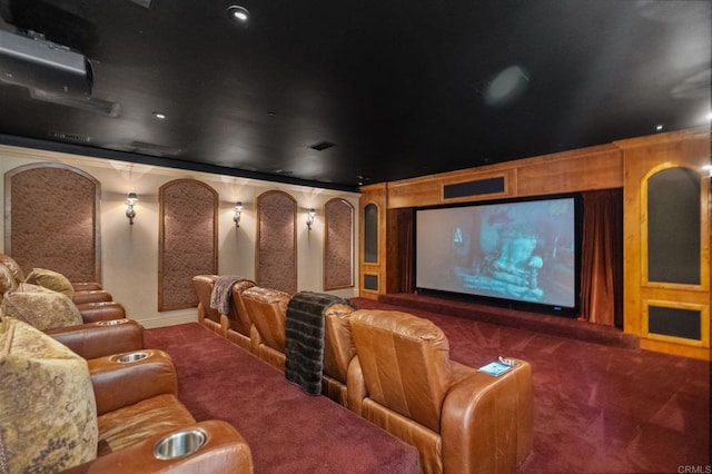 carpeted cinema with ornamental molding