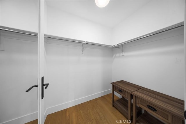 spacious closet featuring hardwood / wood-style flooring