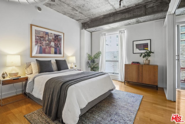 bedroom featuring light hardwood / wood-style flooring