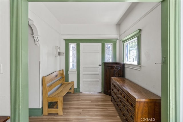 entrance foyer with light hardwood / wood-style flooring