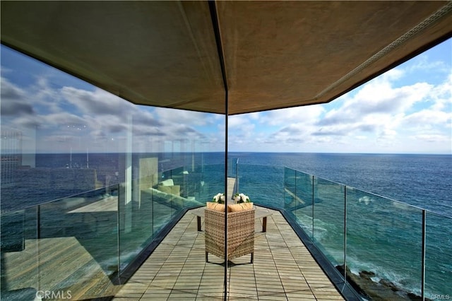 balcony with a water view