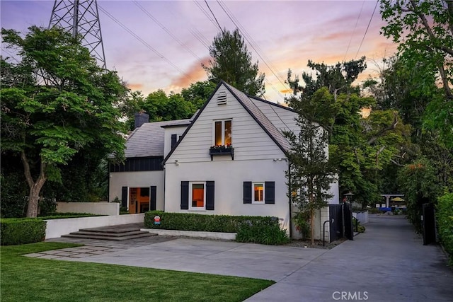 modern farmhouse with a yard