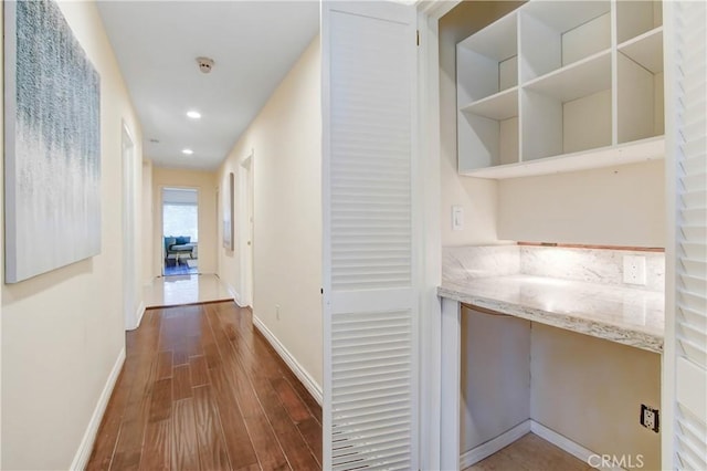 hall featuring dark hardwood / wood-style floors