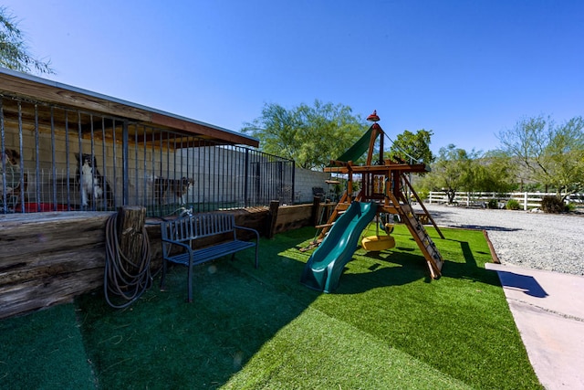 view of play area with a lawn