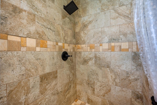 interior details featuring curtained shower