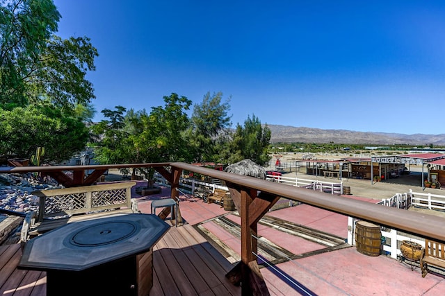 deck featuring a mountain view