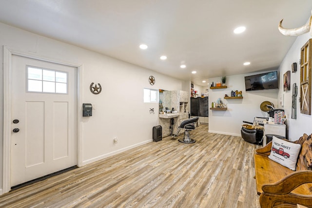 foyer featuring light hardwood / wood-style flooring