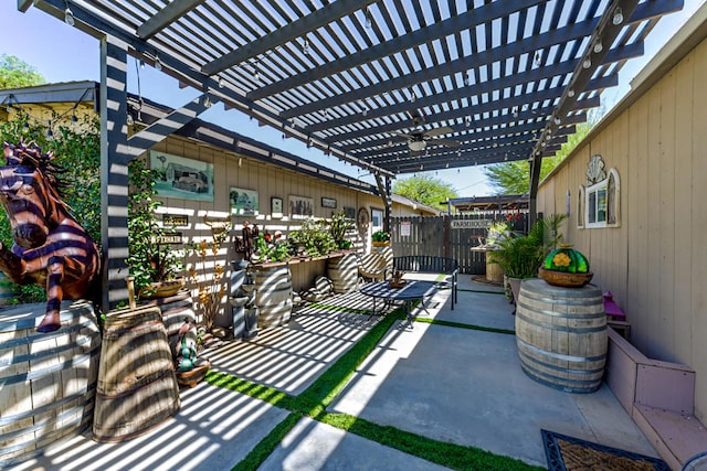 view of patio / terrace featuring a pergola