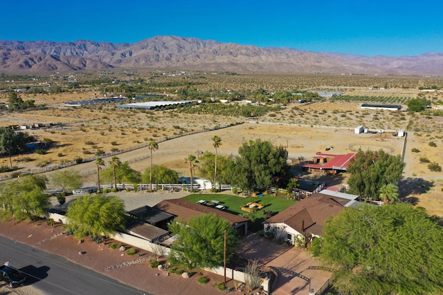 aerial view featuring a rural view and a mountain view