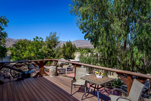 deck featuring a mountain view