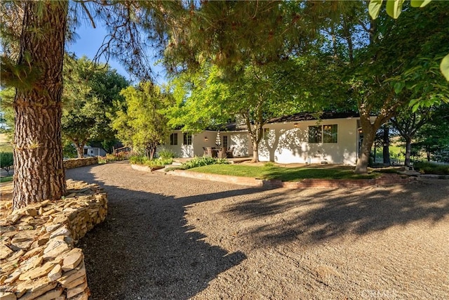 exterior space with stucco siding