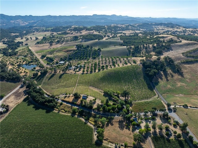 aerial view featuring a rural view and a mountain view