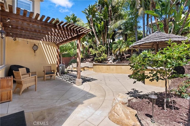 view of patio / terrace featuring a pergola