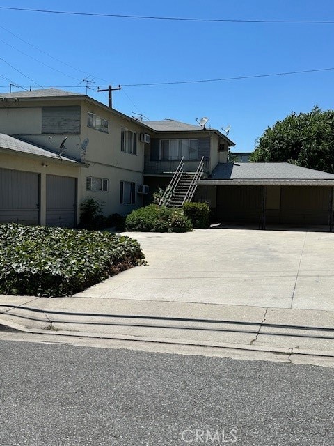 exterior space with a garage