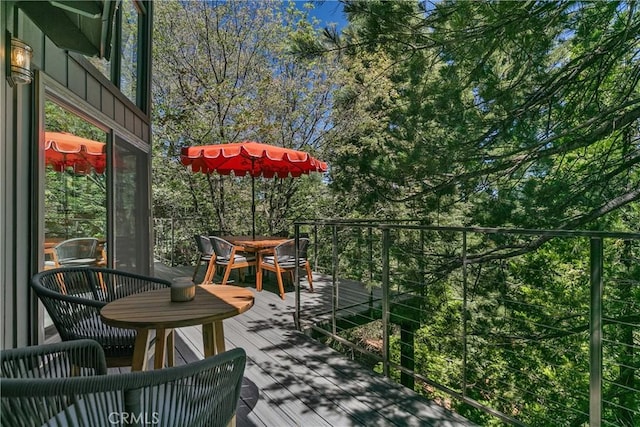 wooden balcony with a wooden deck