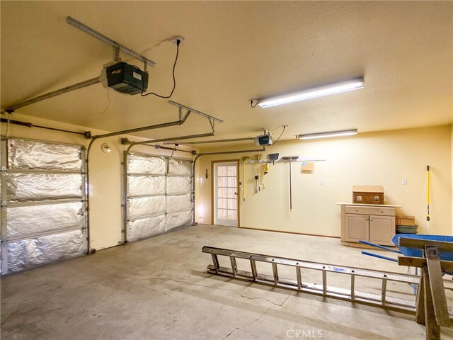 garage with a garage door opener