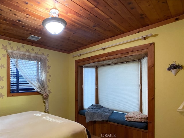 bedroom with wooden ceiling