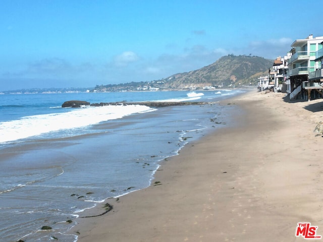 view of water feature with a view of the beach