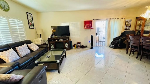 view of tiled living room