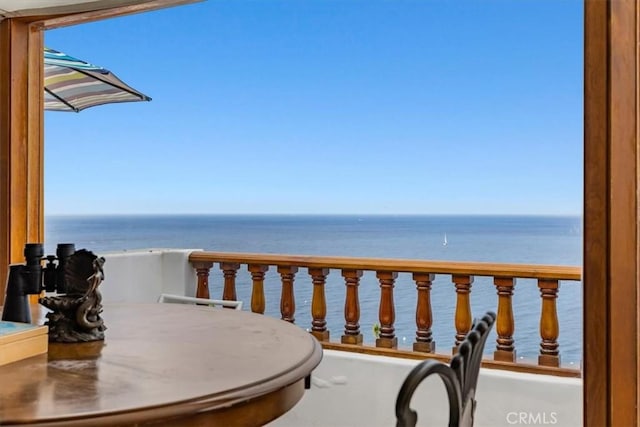 balcony with a water view