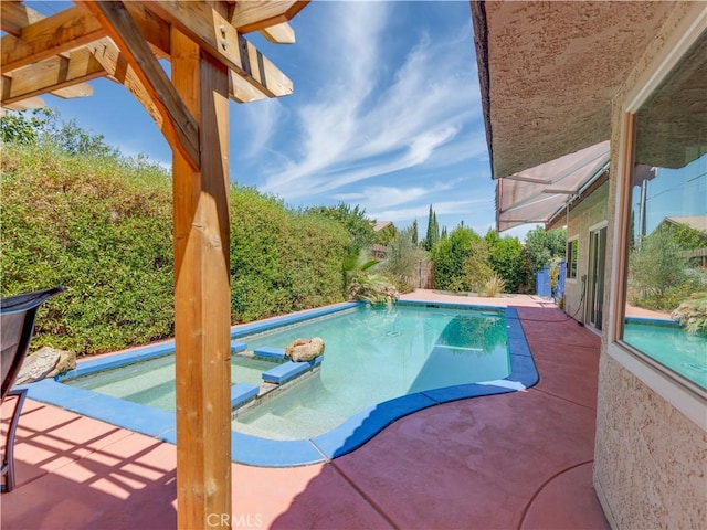 view of swimming pool featuring a patio