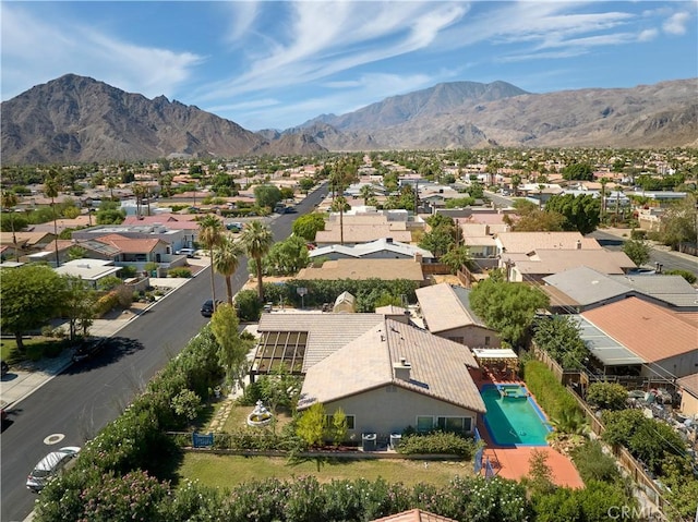 52307 Avenida Vallejo Ln, Quinta, CA 92253 - aerial perspective of suburban area with a mountain backdrop and a pool