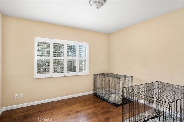 interior space with dark hardwood / wood-style floors