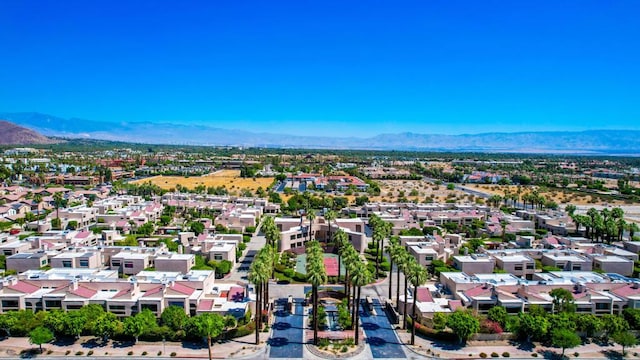 bird's eye view with a mountain view