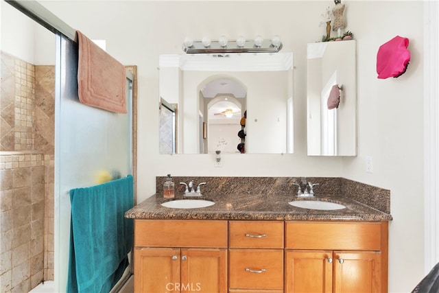 bathroom with double vanity