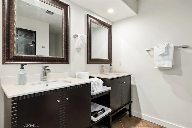 bathroom featuring vanity and tile patterned floors