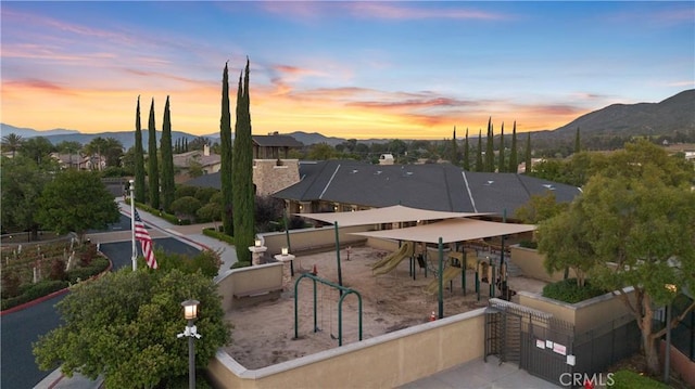 exterior space with a mountain view