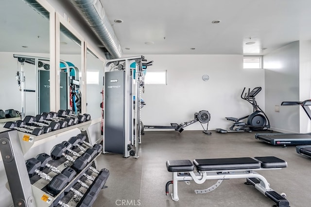 exercise room featuring a wealth of natural light