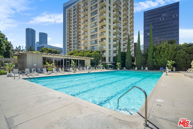 view of pool featuring a patio