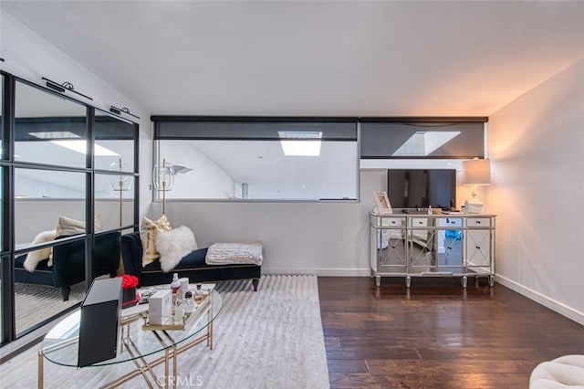 living room with hardwood / wood-style flooring