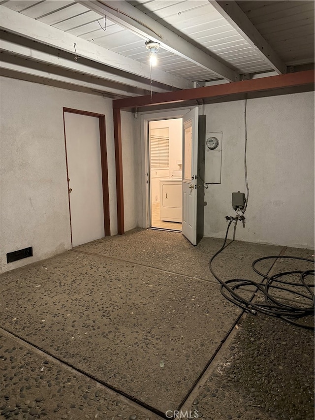 basement featuring washer and dryer