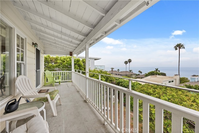 balcony with a water view