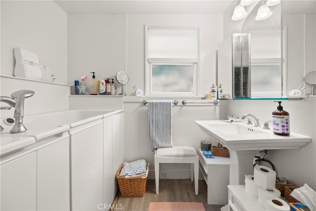 bathroom featuring hardwood / wood-style flooring