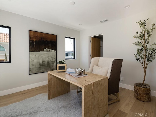 3100 Tennyson Pl, Hermosa Beach, CA 90254 - office featuring light wood-style flooring, baseboards, and recessed lighting