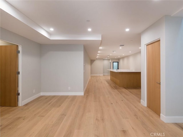 3100 Tennyson Pl, Hermosa Beach, CA 90254 - unfurnished living room with light wood-type flooring, baseboards, and recessed lighting