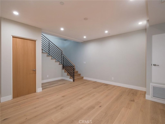 interior space with light hardwood / wood-style floors