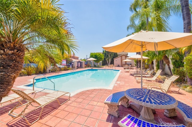 view of pool featuring a patio